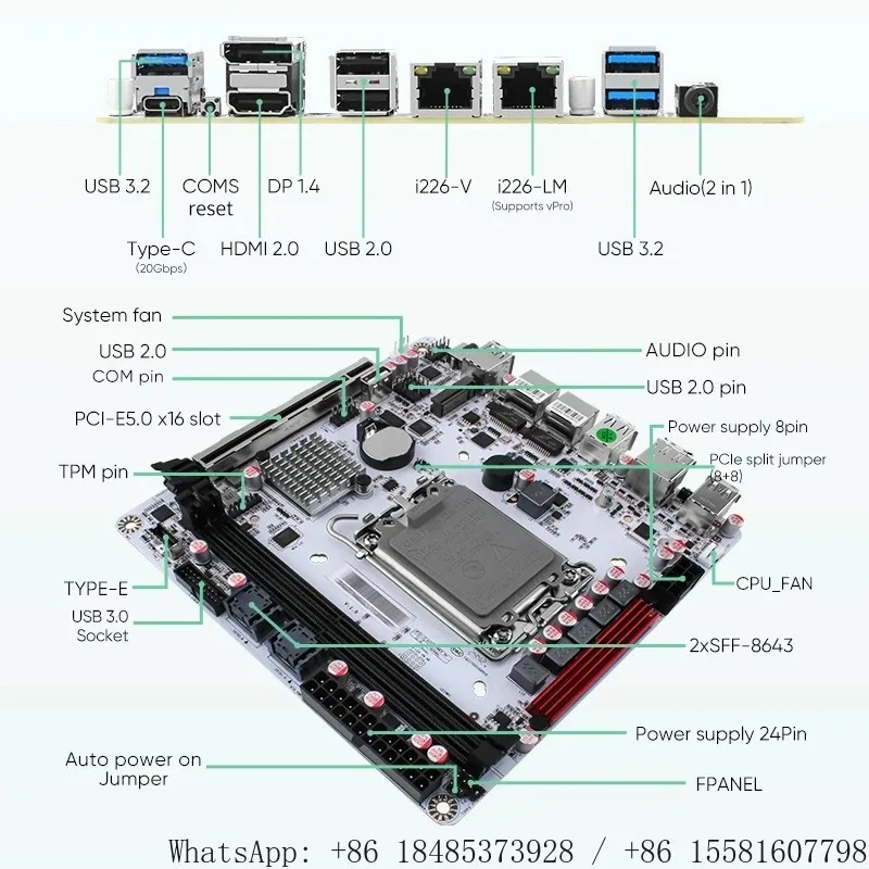 Nas Motherboard 8 Sata Mini Itx - Placa Base LGA1700 Q670 Mini ITX